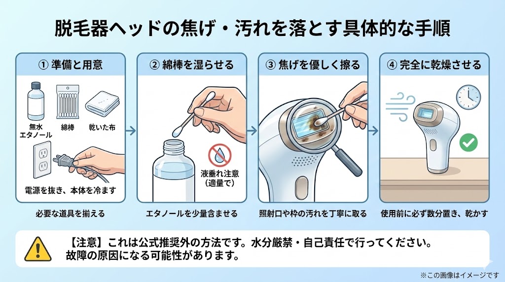 【実践】ブラウン脱毛器のヘッド汚れ・焦げ付きを落とす具体的な手順