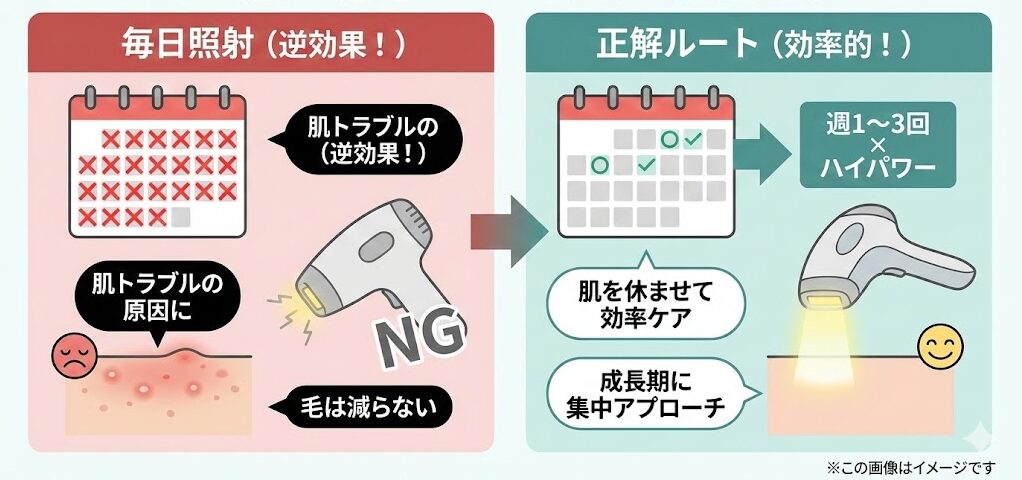 結論：VIOの毎日は逆効果！効率よくツルツルを目指すなら「週1〜3回」×「ハイパワー」が正解
