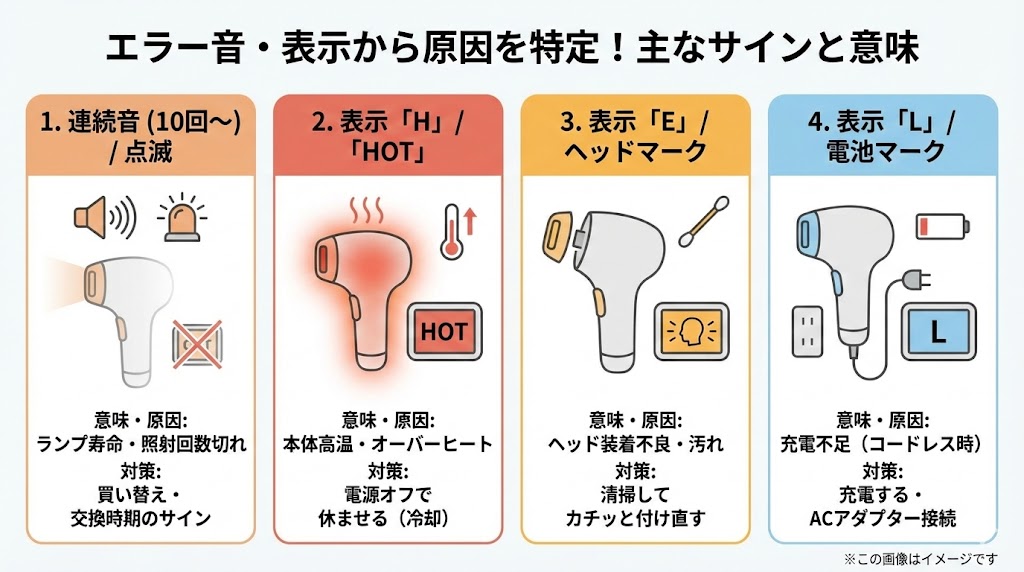 ピピピ10回」「エラーL/H/E」の意味とは?音の回数と画面表示から原因を特定しよう