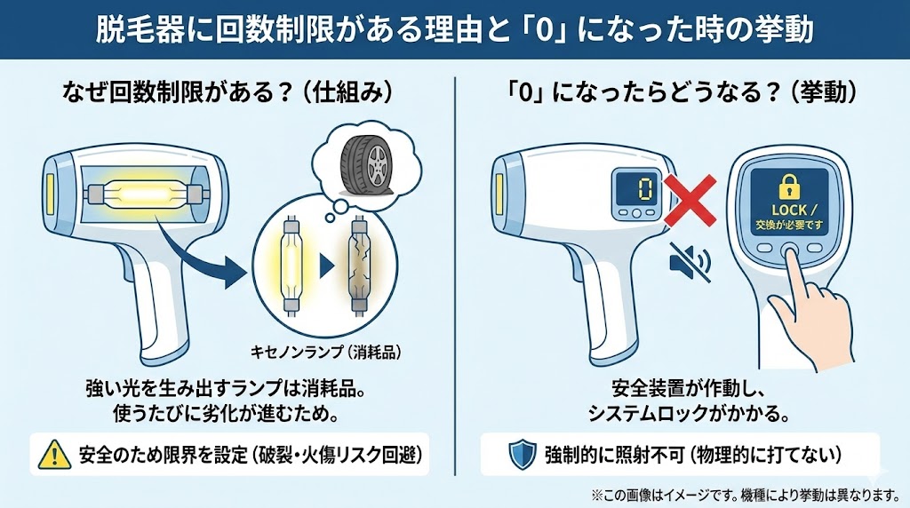 そもそも脱毛器に回数制限があるのはなぜ?0になったら絶対に打てないの?