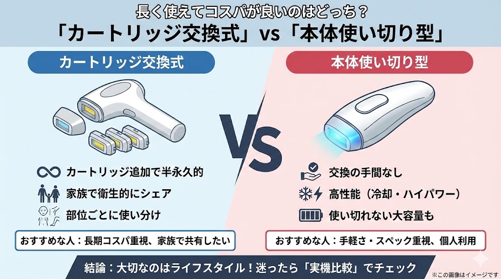 長く使えてコスパが良いのはどっち?「カートリッジ交換式」vs「本体使い切り型」
